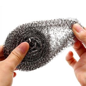 img 2 attached to Stainless Steel Sponges 6-Pack - Scrubbing Scouring Pad, Steel Wool Scrubber for Kitchen, Bathroom, and Beyond