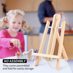 img 2 attached to 🎨 12 Pack Foldable Wooden Easel with Exquisite Packaging - Adjustable A Frame Table Easel for Drawing, Oil/Water Painting, and Table Top Arts & Crafts (12 x 8 Inches)