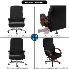 img 2 attached to 🖥️ Enhance Your Office Aesthetic with NORTHERN BROTHERS Stretch Office Computer Chair Cover in Black
