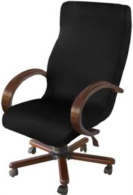 img 4 attached to 🖥️ Enhance Your Office Aesthetic with NORTHERN BROTHERS Stretch Office Computer Chair Cover in Black