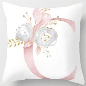 img 2 attached to 🌸 Eanpet Throw Pillow Covers - Alphabet Decorative Pillow Cases with ABC Letter Flowers Design - 18 x 18 Inch Square Pillow Protectors for Sofa Couch, Bedroom, Car, Chair - Home Decor (C)