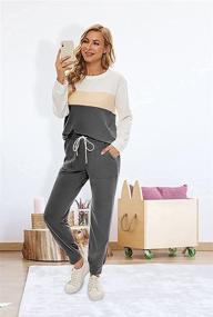 img 2 attached to 👚 Fengbay Women's Lounge Set: Comfortable Two Piece Outfits with Long Sleeve Crewneck Pullover Tops and Pants Sweatsuits - Complete with Pockets!