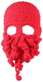 img 3 attached to 🧔 Kafeimali Men's Head Barbarian Vagabond Beanie Bearded Cap with Foldaway Beard Design and Octopus Pirate Hat, Original and Stylish