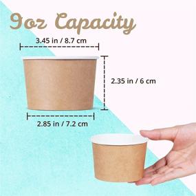 img 2 attached to 50-Count Paper Ice Cream Cups: 9-Oz Disposable Dessert Bowls for Hot or Cold Food - Perfect for Sundae, Frozen Yogurt, Soup, Brown and more!