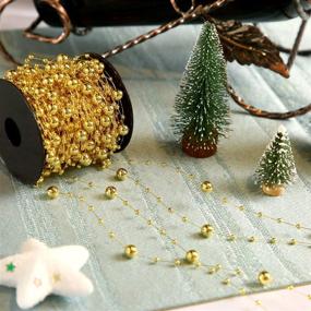 img 1 attached to 🎄 Stunning Gold Pearl Garland for Christmas & Wedding Decoration - Pangda 65.6 Feet Christmas Tree Beads Strand Chain
