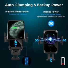 img 3 attached to 📲 15W Qi Fast Wireless Charging Car Phone Mount with Infrared Smart Sensor, Dual USB Ports, Double QC3.0 Outputs