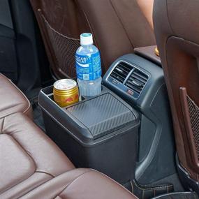 img 2 attached to 🚗 Versatile Car Trash Can Bin and Multi-Function Storage Box with Cup Holder - Ultimate Car Organizer