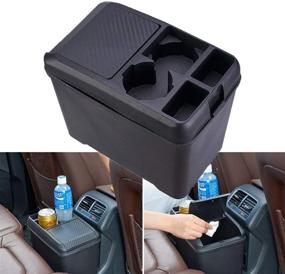 img 4 attached to 🚗 Versatile Car Trash Can Bin and Multi-Function Storage Box with Cup Holder - Ultimate Car Organizer