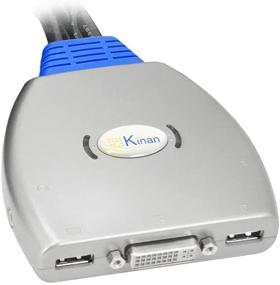 img 1 attached to 💻 Kinan KVM Switch DVI 2 Port: Share 2 Computers with One Keyboard, Mouse, and Monitor – 1920x1200@60Hz Resolution, Audio & Mic Support, Remote Switch – Silver