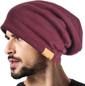 img 4 attached to 🧢 VECRY Oversized Slouch Beanie for Men - Large Skullcap Knit Hat, Ideal for Fashion and Warmth