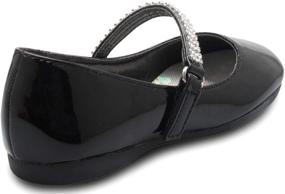 img 1 attached to 👠 Rhinestone Strap Mary Jane Ballet Flat for Girls - Convenient Slip-On with Velcro Closure by Olivia K
