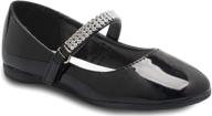 👠 rhinestone strap mary jane ballet flat for girls - convenient slip-on with velcro closure by olivia k logo