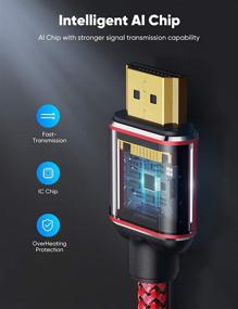 img 3 attached to Capshi HDMI-кабель 4K - Высокоскоростной 18Gbps, 2.0, 3D, 2160P, 1080P, Ethernet - Плетеный кабель 28AWG - Совместимость с аудиовозвратом с телевизором, ПК, проигрывателем Blu-Ray - Набор из 2 кабелей длиной 3.3 фута, красный.