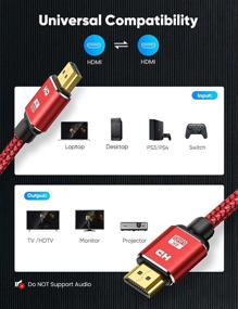 img 1 attached to Capshi HDMI-кабель 4K - Высокоскоростной 18Gbps, 2.0, 3D, 2160P, 1080P, Ethernet - Плетеный кабель 28AWG - Совместимость с аудиовозвратом с телевизором, ПК, проигрывателем Blu-Ray - Набор из 2 кабелей длиной 3.3 фута, красный.