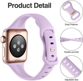 img 2 attached to 🏃 "Muranne 5 Пакет Силиконовых Спортивных Ремешков Совместимых с Apple Watch SE Серия 7 6 5 4 3 2 1, 41мм 40мм 38мм 42мм 44мм Замена Ремешка для Женщин и Мужчин - Милые, Тонкие, Узкие и Водонепроницаемые