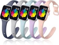 🏃 "muranne 5 пакет силиконовых спортивных ремешков совместимых с apple watch se серия 7 6 5 4 3 2 1, 41мм 40мм 38мм 42мм 44мм замена ремешка для женщин и мужчин - милые, тонкие, узкие и водонепроницаемые логотип