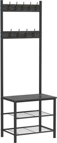 img 4 attached to Gadroad Coat Rack Shoe Bench: 3-in-1 Entryway Hall Tree with Storage Shelf, 9 Hooks, Metal Frame - Grey Oak Accent Furniture