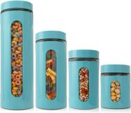 venoly airtight glass food storage containers with lids (4 piece set) – see-through canisters, bpa-free, food-grade safe, turquoise – ideal for kitchen pantry & countertop storage логотип