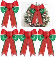 🎄 vibrant red and green christmas wreaths bows - ideal tree topper and ornaments for festive holiday decorations logo