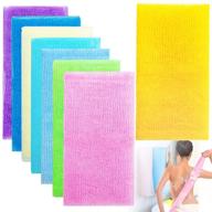 🧼 set of 8 exfoliating bath cloths - 35 inch beauty skin towels for women and men, nylon shower washcloth body scrub loofah logo