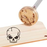 olycraft wood branding iron bbq heat stamp - premium brass head, wood handle - skull design for wood, leather, and more logo