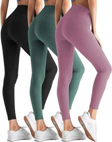 img 4 attached to 👖 ZOOSIXX Women's High Waisted Leggings - Tummy Control Soft Athletic Slim Pants for Yoga, Workout, Running, Cycling
