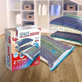 img 2 attached to 🧺 Spacesaver Premium Vacuum Storage Bags: Maximize Storage Space by 80%! Ideal for Travel with Hand-Pump! Double-Zip & Triple Seal for Ultimate Protection. Vacuum Sealer Bags for Comforters, Blankets, Bedding, Clothing! Jumbo 2 Pack.