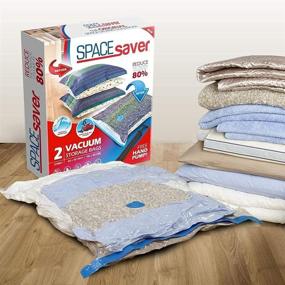 img 3 attached to 🧺 Spacesaver Premium Vacuum Storage Bags: Maximize Storage Space by 80%! Ideal for Travel with Hand-Pump! Double-Zip & Triple Seal for Ultimate Protection. Vacuum Sealer Bags for Comforters, Blankets, Bedding, Clothing! Jumbo 2 Pack.