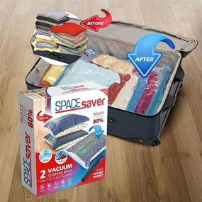 img 1 attached to 🧺 Spacesaver Premium Vacuum Storage Bags: Maximize Storage Space by 80%! Ideal for Travel with Hand-Pump! Double-Zip & Triple Seal for Ultimate Protection. Vacuum Sealer Bags for Comforters, Blankets, Bedding, Clothing! Jumbo 2 Pack.