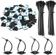 🔗 140 pack self adhesive cable tie mounts with 3m adhesive base - multi-purpose wire clips with screw hole, anchor stick-on wire holders - black logo