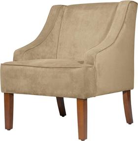 img 1 attached to Discover the Luxurious Comfort of the HomePop Velvet Swoop Arm Accent Chair in Tan