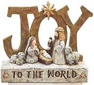🌟 sculpted nativity scene figures - tabletop holiday decorations with christmas messages of 'joy' logo