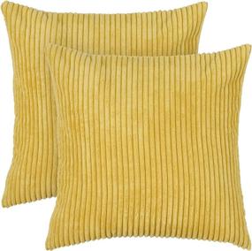 img 3 attached to CHICHIC 18x18 Inch Pack of 2 Throw Pillow Covers - Soft & Decorative Cushion Cases for Couch, Bed, Sofa, Car, Chair - Ginger Yellow