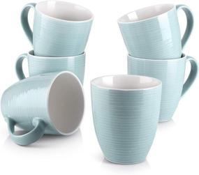 img 4 attached to ☕️ DOWAN Corrugated Turquoise Coffee Mugs: Stylish and Functional Addition to Your Morning Routine