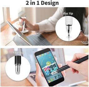 img 3 attached to 🖊️ LezGo Stylus (2 Pcs) for Touch Screens - Universal Disc &amp; Fiber Tip 2 in 1 Sensitivity Stylus for iPad, iPhone, Tablets and Other Capacitive Touch Screens with 6 Replacement Tips - Black/White