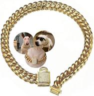 🐶 aiyidi stainless steel dog chain collar with zirconia lock - luxury necklace for small, medium, and large dogs - heavy duty 14mm choke collar in cuban chain style logo