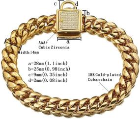 img 3 attached to 🐶 Aiyidi Stainless Steel Dog Chain Collar with Zirconia Lock - Luxury Necklace for Small, Medium, and Large Dogs - Heavy Duty 14MM Choke Collar in Cuban Chain Style