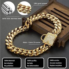 img 2 attached to 🐶 Aiyidi Stainless Steel Dog Chain Collar with Zirconia Lock - Luxury Necklace for Small, Medium, and Large Dogs - Heavy Duty 14MM Choke Collar in Cuban Chain Style