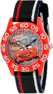 🚗 disney kids' cars analog watch: w001954 striped nylon band - stylish timepiece for children logo