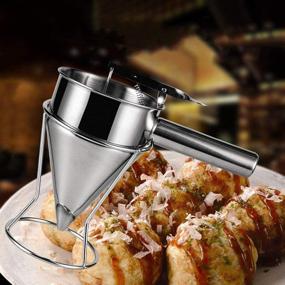 img 3 attached to 🥞 Effortless Pancake Batter Dispenser: Mornenjoy Stainless Steel with Stand, Ideal for Takoyaki Balls, Cupcake Baking, Cake Mix, and Funnel Cake! Easy Kitchen Tool for Perfect Results (Stainless Steel)