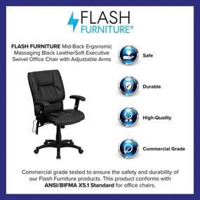 img 1 attached to 🪑 Enhance Office Comfort with Flash Furniture Mid-Back Ergonomic Massaging Black LeatherSoft Executive Swivel Chair