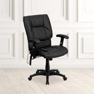 🪑 enhance office comfort with flash furniture mid-back ergonomic massaging black leathersoft executive swivel chair logo