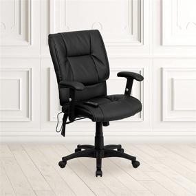 img 4 attached to 🪑 Enhance Office Comfort with Flash Furniture Mid-Back Ergonomic Massaging Black LeatherSoft Executive Swivel Chair