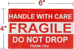 img 2 attached to SJPACK Large Fragile Stickers - Eye-catching 4"x6" Shipping Labels (500 Labels/Roll) - Handle with Care, Do Not Drop, Thank You - 1 Roll