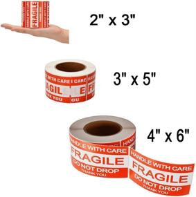 img 1 attached to SJPACK Large Fragile Stickers - Eye-catching 4"x6" Shipping Labels (500 Labels/Roll) - Handle with Care, Do Not Drop, Thank You - 1 Roll
