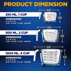 img 3 attached to 🔥 NutriChef 3-Piece BPA-Free Premium Heat Resistant Borosilicate Glass Measuring Cups Set with Handle – Precise Measurement in Oz & Ml Scale, 250ml, 500ml & 1000ml, Microwave & Oven Safe