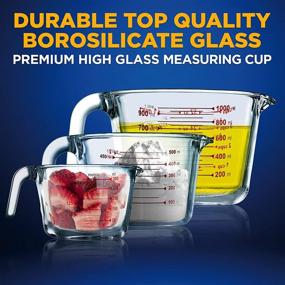 img 2 attached to 🔥 NutriChef 3-Piece BPA-Free Premium Heat Resistant Borosilicate Glass Measuring Cups Set with Handle – Precise Measurement in Oz & Ml Scale, 250ml, 500ml & 1000ml, Microwave & Oven Safe