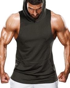 img 4 attached to 👕 We1Fit Men's Sleeveless Workout Hoodie – Bodybuilding Gym Tank Top with Pocket