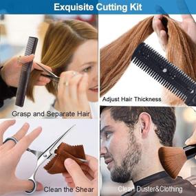 img 1 attached to 💇 Hair Cutting Scissors Kit: Professional 10-Piece Stainless Steel Haircut Shears Set for Home, Barber, and Salon Use - Straight Scissors, Thinning Scissors, Razor Comb, Clips, Cape, Brush - Ideal for Men, Women, Adults, Kids, and Pets