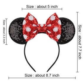 img 3 attached to Lanmerry Sequin Mouse Ear Red Dot Sparkle Bow Hairband for Girls (Red-Dot) - Enhancing SEO